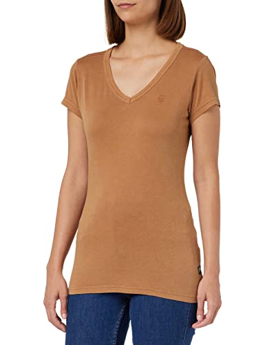 G-STAR RAW Women's Eyben Stripe Slim V-Neck Top T-Shirt brązowy (Chipmunk gd D21314-B059-D834), XXS, brązowy (Chipmunk Gd D21314-b059-d834), XXS