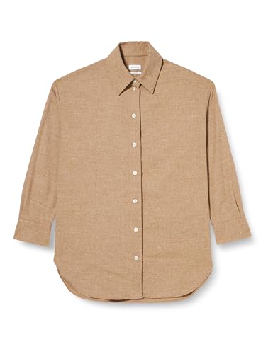 Seidensticker Damska bluzka - modna bluzka - Regular Fit - kołnierz koszuli - długi rękaw - mieszanka wełny, beżowy, 38