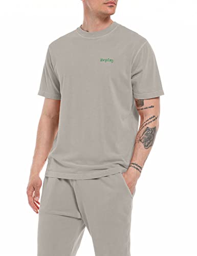 Replay T-shirt męski z krótkim rękawem z dżerseju, 585 Nepali Grey, L