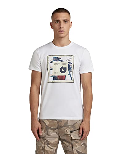 G-STAR RAW Men's Scarf Photoprint r t T-Shirt, White (White 336-110), XS