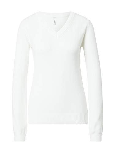 SOYACONCEPT Damski sweter SC-Blissa 14 Basic z dekoltem w serek, offwhite, XL, złamany biały