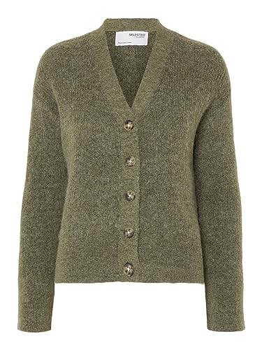 SELECTED FEMME Damska kurtka z dzianiny z wełny merynosów, zielony (dusky green), XL
