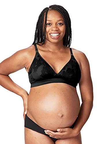 Cake Maternity Piegi biustonosz do karmienia piersią z recyklingu, bez fiszbin, bez fiszbin (do miseczek B-E), Czarny, XL