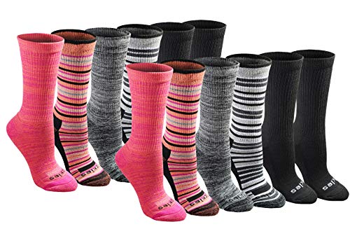 Dickies Dritech Advanced Moisture Wicking Crew Socks (6/12 par) damskie skarpety, Paski (12 par), 37-40 EU