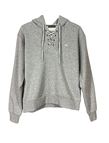 Emporio Armani Damska bluza z kapturem Iconic Terry, jasnoszary melanżowy, XL