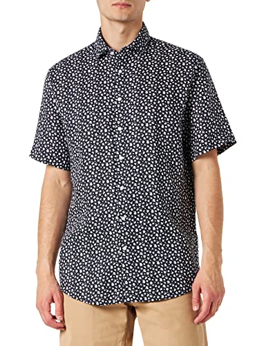 Seidensticker Męska koszula z krótkim rękawem, regularny krój, niebieska, 43, niebieski, 43