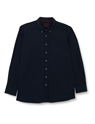 bugatti Męska koszula 9350-38610 z kołnierzykiem na guziki, granatowa-390, regularna, Marine-390, L