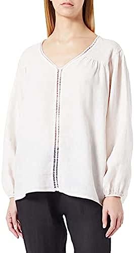 Bonateks, Top z dekoltem w serek, wstawka koronkowa i rękawy do połowy, 100% len, rozmiar DE:36, rozmiar US:M, topy, satyna - wyprodukowano we Włoszech, wielokolorowy, 36