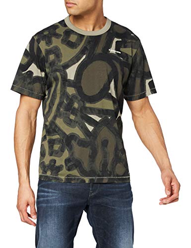 G-STAR RAW Object Allover luźny t-shirt męski, Shamrock Brushed Objects C334-c373, XS