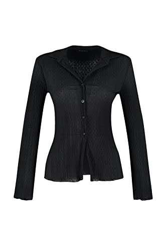 Trendyol Damska koszula z dopasowanym kołnierzem, Czarny, 62