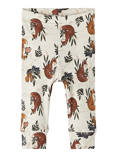 Bestseller A/S NBMWILLIT Wool LONGJOHN XXIII legginsy, Moonbeam/AOP:AOP, 62, Moonbeam/Aop: aop, 62