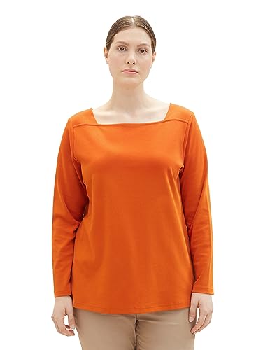 TOM TAILOR Damska koszulka z długim rękawem Plussize, 19772 - Gold Flame Orange, 44
