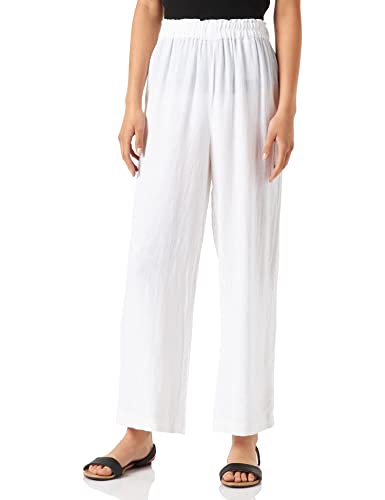 ONLY Spodnie damskie z wysokim stanem, mieszanka lnu, Bright White, (M) W / 32L