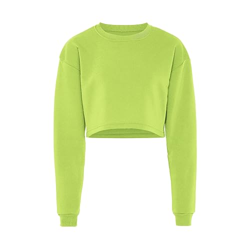 Kilata Damska bluza z długim rękawem ze 100% poliestru, z okrągłym dekoltem, kolor limonkowy, rozmiar M, Kwaśna limonka, M