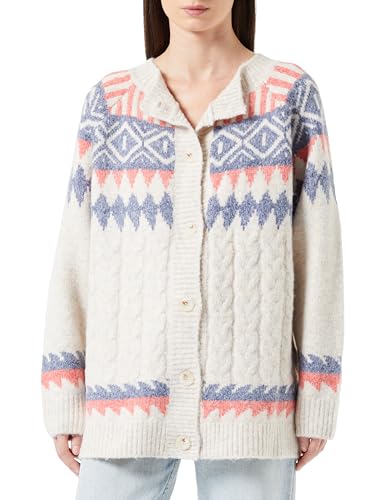 Colina Damski sweter z dzianiny z guzikami 15425018-CO02, beżowy czerwony niebieski, XL/XXL, Beżowy, czerwony, niebieski., XL-XXL