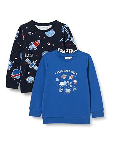 Bestseller A/S Chłopięca bluza NMMNEVI Sweat 2P Box BRU Bluza, ciemny szafir, 110
