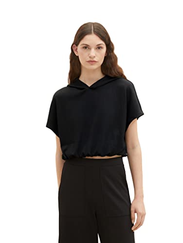 TOM TAILOR Denim Damska koszulka z kapturem, 14482 – Deep Black, XL