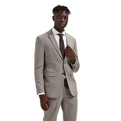 SELETED HOMME Męska marynarka Slhslim-Liam BRWN Hounds BLZ Flex B Noos, Brownie/szczegóły: houndstooth, 60