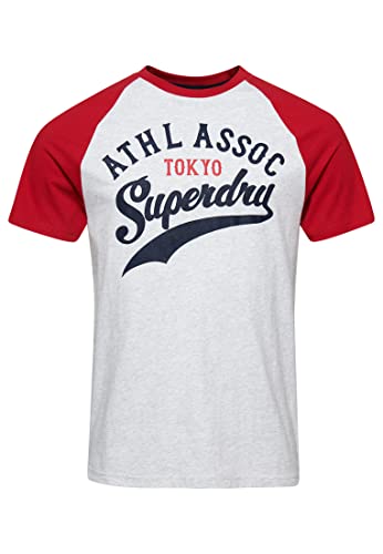 Superdry Koszulka męska z nadrukiem, Glacier Grey Marl/Red, M