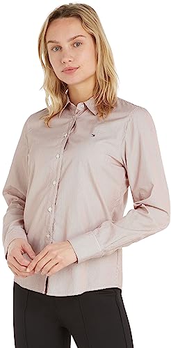 Tommy Hilfiger Damska koszula w paski Co Ithaka Regular Casual, Mini Ithaca Stp/Redwood Brown, 58