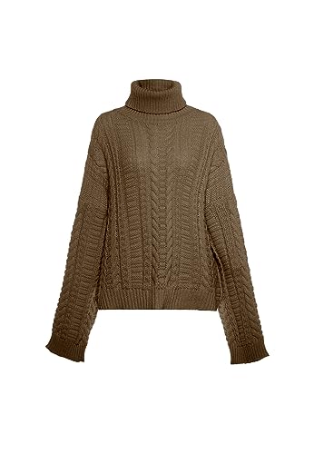 piano Damski sweter z golfem, modny sweter jasnobrązowy, M/L, jasnobrązowy, M