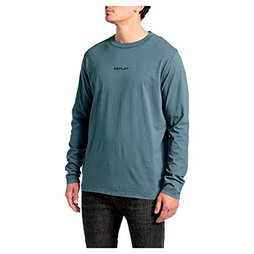 Replay Męski T-shirt M6285, szary niebieski, 3XL