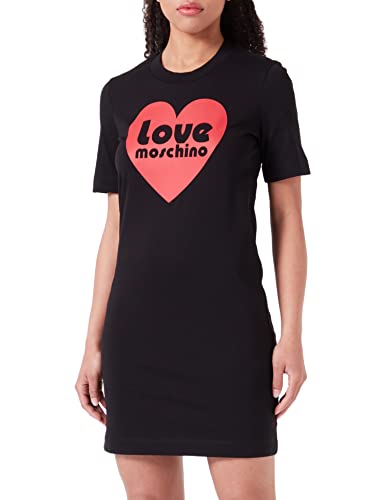 Love Moschino Damska sukienka z krótkim rękawem, krój regularny, czarna, rozmiar 42, czarny, 42