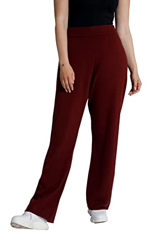 Ulla Popken Damskie spodnie z dzianiny, Burgundy Jazz, 42-Plus