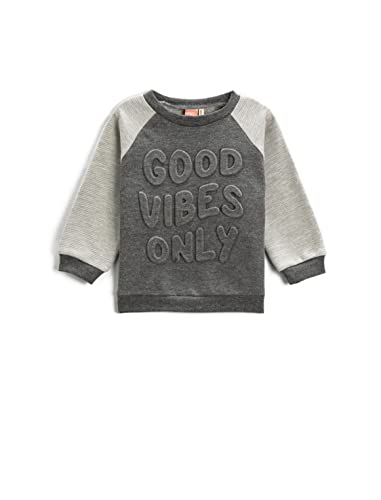 Koton Crew Neck Color Block Sweatshirt Embossed Bluza Dzieci Niemowlęta, Anthracite (045), 9/12 meses