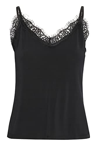 Part Two Women's Singlet Top V-Neck Koronkowe Detal Slim Fit Regular Length, czarny, XL
