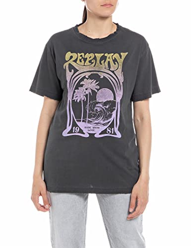 Replay T-shirt damski, 128 Dark Grey, XS
