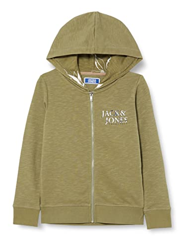 Jack & Jones Junior Chłopięca kurtka z kapturem Jorcrayon Sweat Zip Hood Jnr, khaki-zielony (Oil Green), 152