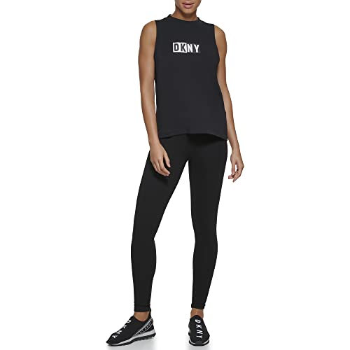 DKNY Damska koszulka sportowa z logo Two Tone, czarny, L