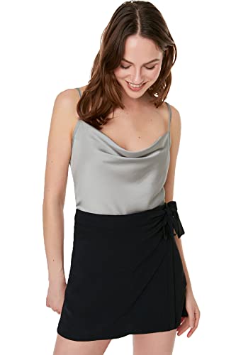 Trendyol Women's Graue Degaje bluzka z kołnierzem Blouse, szara, 40