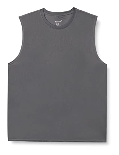 MEETYOO Tank top męski, koszulka sportowa bez rękawów podkoszulek fitness bez rękawów koszulka do biegania na siłowni, szary, XL