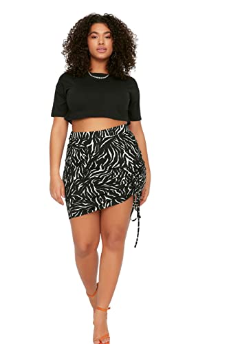 Trendyol Damska spódnica plus size Mini Bodycon Slim Fit Knit Plus Size, wielobarwny, XL