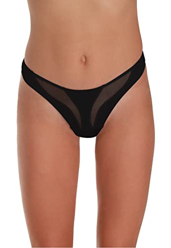 OW Intimates Damskie majtki typu stringi z wirującymi stringami, czarne, S, Czarny, XS