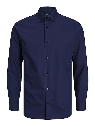 JACK & JONES Męska koszula Jprblaparker L/S Noos, Perfect Navy/Fit: slim fit, S