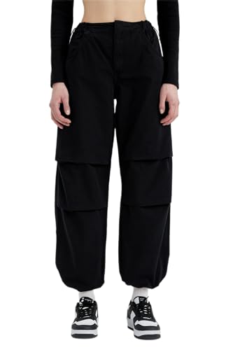 DeFacto Damskie spodnie do biegania z dzianiny na co dzień – standardowy krój, spodnie do joggingu, damskie spodnie do joggingu, dres do joggingu, czarny, 40