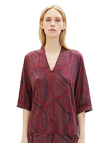 T-shirt damski TOM TAILOR ze wzorem, 32363-Granatowe abstrakcyjne linie, M