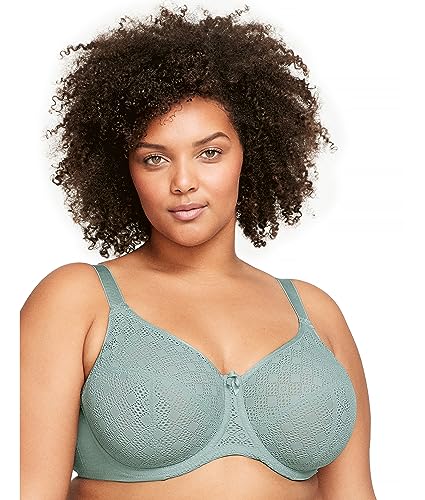 Glamorise Pełna figura plus size koronkowy komfortowy biustonosz Wonderwire z fiszbinami #9855 jadeit, Jadeit, 115G
