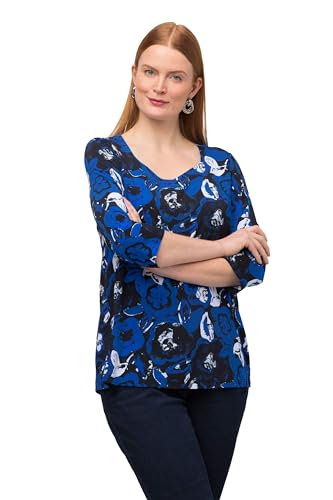 Ulla Popken Damska koszulka Slinky z nadrukiem kwiatowym, czarny, 42-44