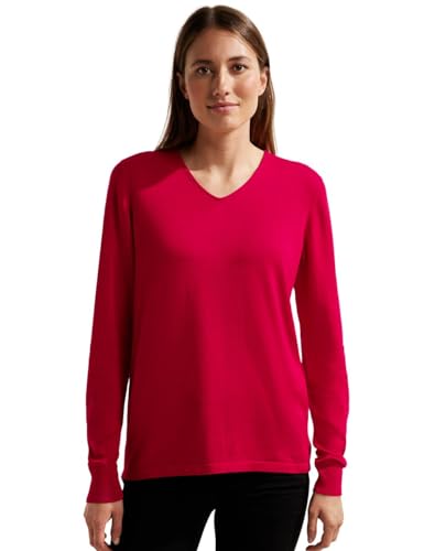 Cecil Damski sweter z zaokrąglonym dekoltem w serek z dzianiny, Nieformalny czerwony, M