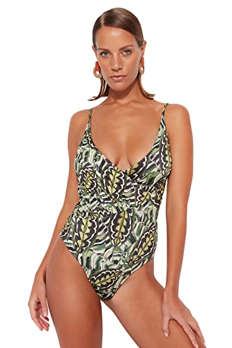 Trendyol Damski strój kąpielowy z dzianiny w kwiaty, bardzo kolorowy, 42, Bardzo kolorowy, 44