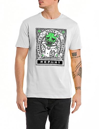 Replay T-shirt męski, Biały 001, 3XL