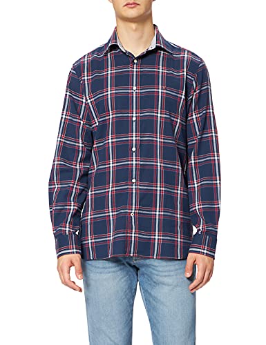 Tommy Hilfiger Męska koszula Flex Dobby Check, Granatowy węglowy/czerwony Regatta/Multi, XS