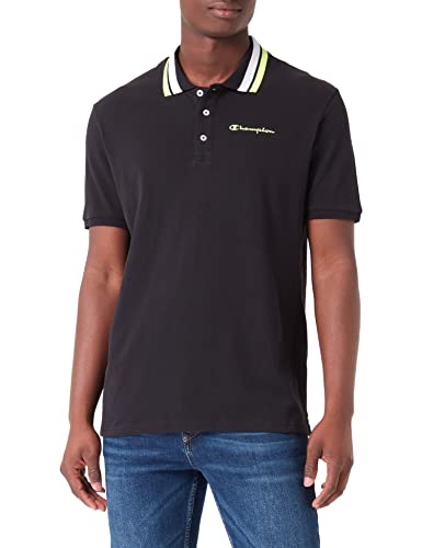 Champion Męska koszulka polo Legacy Special Light Cotton Pique Neon Spray, czarna, S