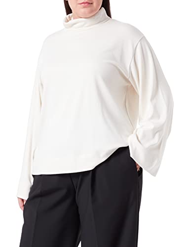 HUGO Bluza damska, rozkloszowana na szyję, biała (Open White110), XL