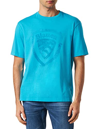 Blauer Męski t-shirt z krótkim rękawem, 957 błękitny Atollo, 42, 957 błękitna atollo, 40