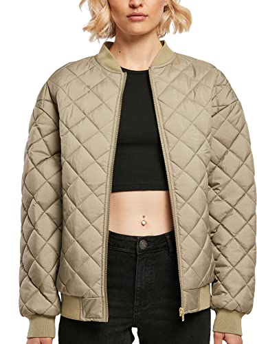 Urban Classics Damska kurtka oversized Diamond Quilted Bomberka, kurtka dla kobiet, dostępna w wielu kolorach, rozmiary XS - 5XL, khaki, L